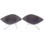Pair of Early Bertoia Large/ Wide Diamond Chairs - ALL Original