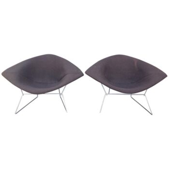 Pair of Early Bertoia Large/ Wide Diamond Chairs - ALL Original