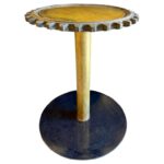 Antique Machine Cog Wood Mold and Brass Side Table