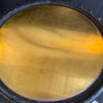 Antique Machine Cog Wood Mold and Brass Side Table