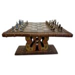 Early 20th C. African Copper, Brass and Metal Clad Chess Table