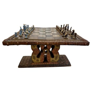 Early 20th C. African Copper, Brass and Metal Clad Chess Table