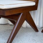 Pair of Beautiful Low Solid Teak Chairs w/ Cane Seat and Back Rest