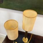 Modern French Brass Two-Stem Candelabra Style Table Lamps