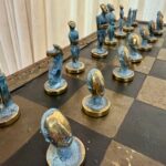Early 20th C. African Copper, Brass and Metal Clad Chess Table