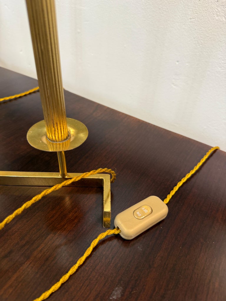 Modern French Brass Two-Stem Candelabra Style Table Lamps