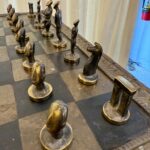 Early 20th C. African Copper, Brass and Metal Clad Chess Table