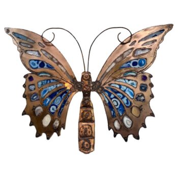 Extra-Large Brutal Style Agate Stone Butterfly Wall Sculpture & Light