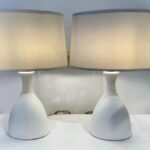 Concrete Bottle Style Contoured Table Lamps, Pair