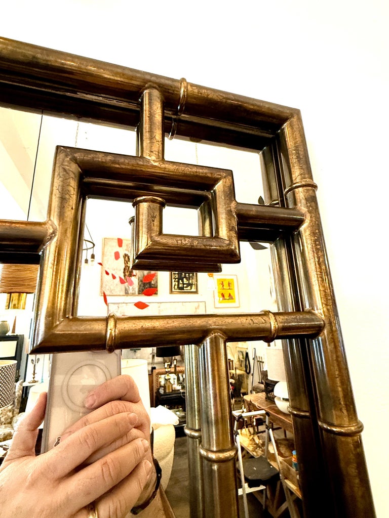 Faux Bamboo & Greek Key Regency Mirror