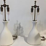 Concrete Bottle Style Contoured Table Lamps, Pair