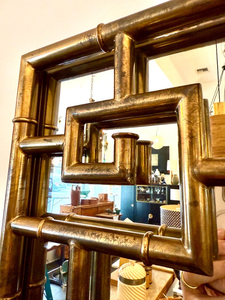 Faux Bamboo & Greek Key Regency Mirror
