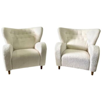 Pair of Modern French Winged Armchairs