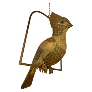 SIGNED Sergio Bustamante Brass Patchwork Tropical Bird Hanging Sculpture