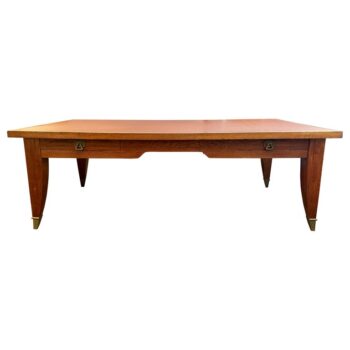 1940's Large French Oak Executive Desk with Bronze Sabots & Pulls