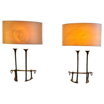 Pair of "Mail Coach" Bronze Wall Appliques by Félix Agostini, Paris 1962