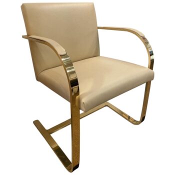 Mies Van der Rohe for Knoll Polished Bronze Brno Flat Bar 255 Desk Chair