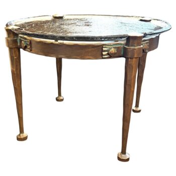 Unique Lothar Klute Heavy Bronze & Molded Glass Round Cocktail Table