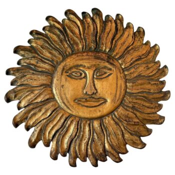 Oversized Gilt Carved Wood Sun Wall Sculpture