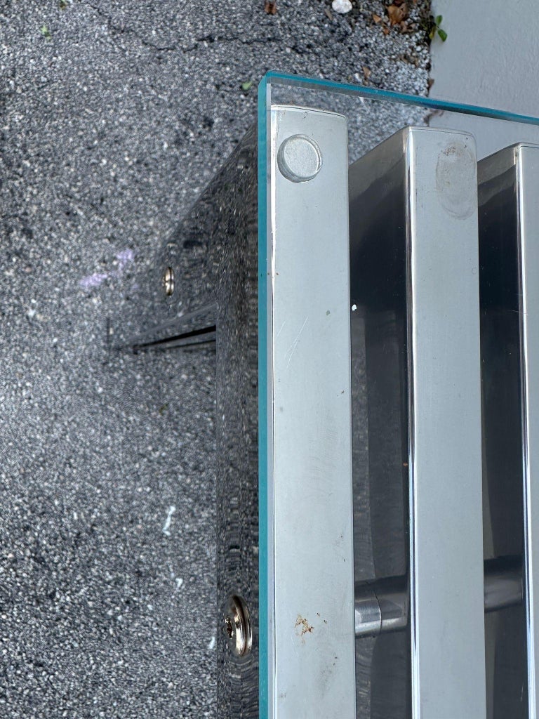 1970's Chromed Slat Waterfall Console in the style of Milo Baughman