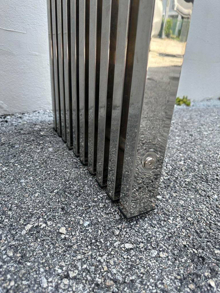 1970's Chromed Slat Waterfall Console in the style of Milo Baughman