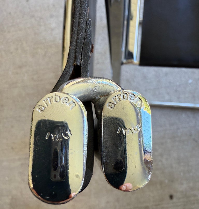 Set of Six (6) Arrben Italy Black Leather Folding Chairs