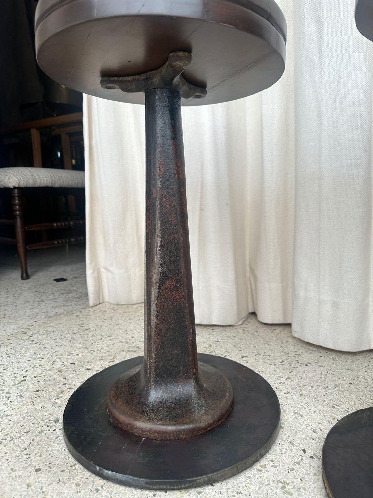 Set of 3 Industrial Cast Iron Dining Table Height Swivel Stools