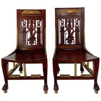 Vintage Egyptian Revival Chairs Inspired by Tutankhamun's Tomb Chair - PAIR