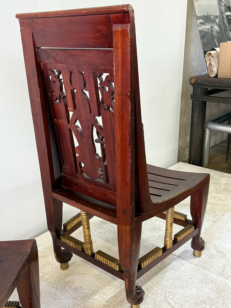 Vintage Egyptian Revival Chairs Inspired by Tutankhamun's Tomb Chair - PAIR