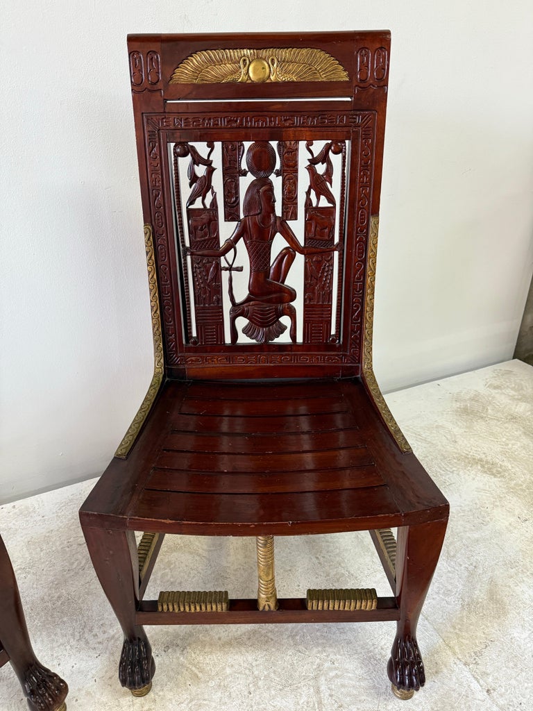 Vintage Egyptian Revival Chairs Inspired by Tutankhamun's Tomb Chair - PAIR