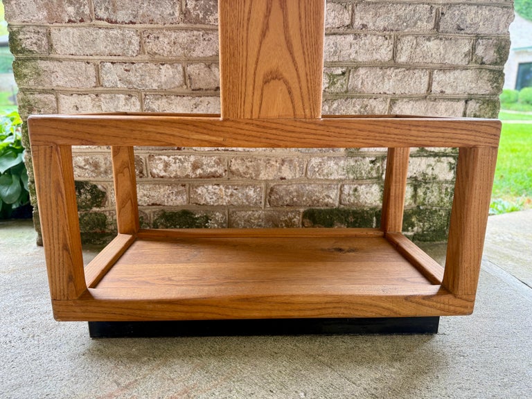 MId-Century Geometric Design Oak Wood Etagere