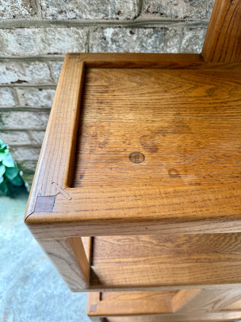MId-Century Geometric Design Oak Wood Etagere