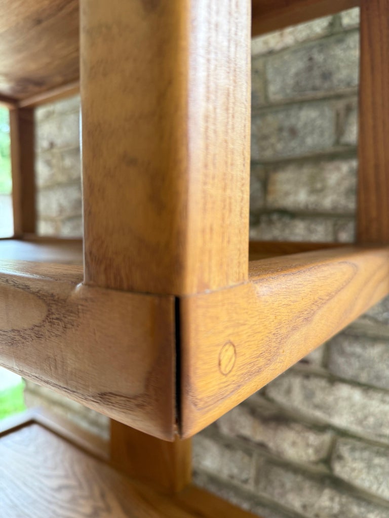 MId-Century Geometric Design Oak Wood Etagere