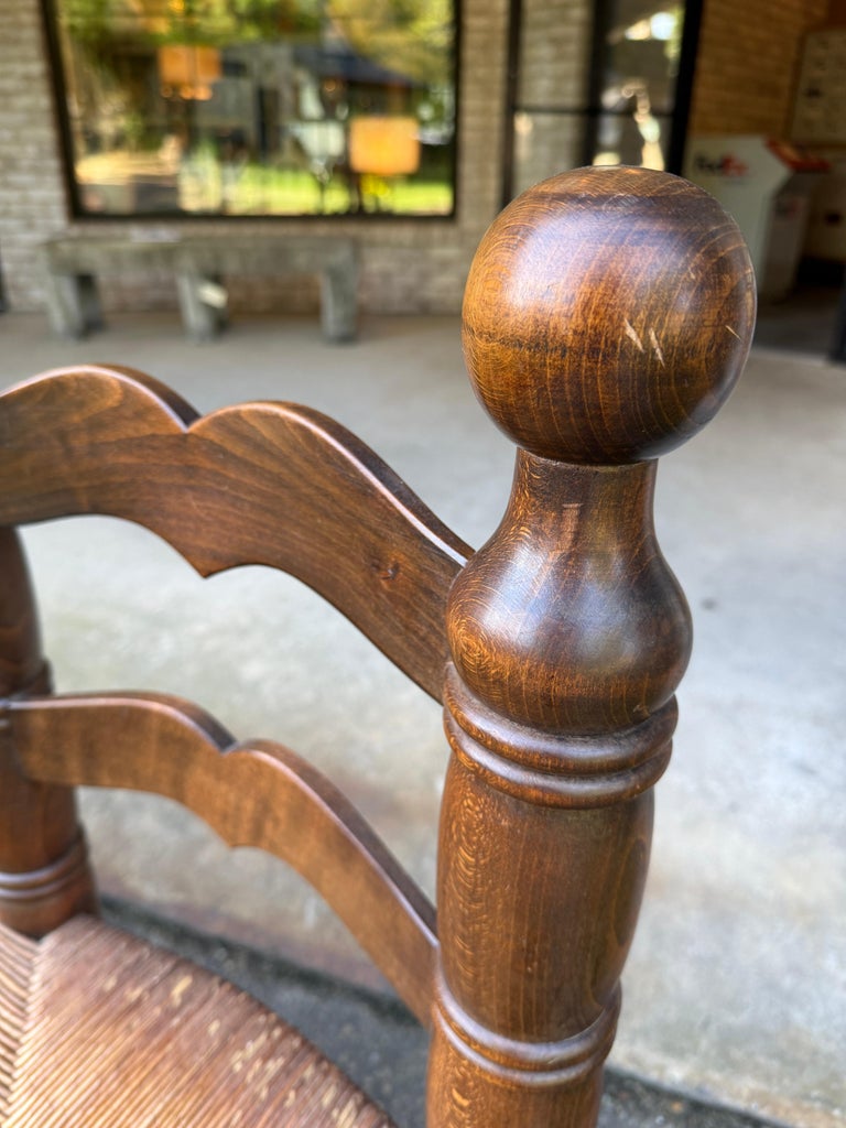 Pair of Dudouyt Fireside Oak Chairs w/ Thatch Seats