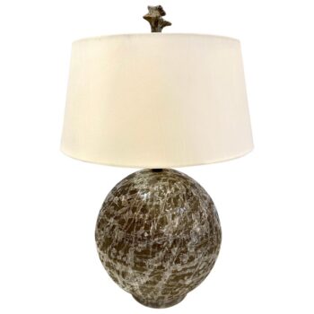 Exceptional Textured & Glazed Pottery Globe Lamp