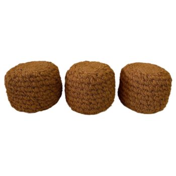 Set of Three (3) Hand-Woven Nautical Rope Pouf Ottomans Style of Audoux Minet