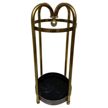 Vintage Bent Brass French Umbrella Stand For Sale  1 of 9 Vintage Bent Brass French Umbrella Stand