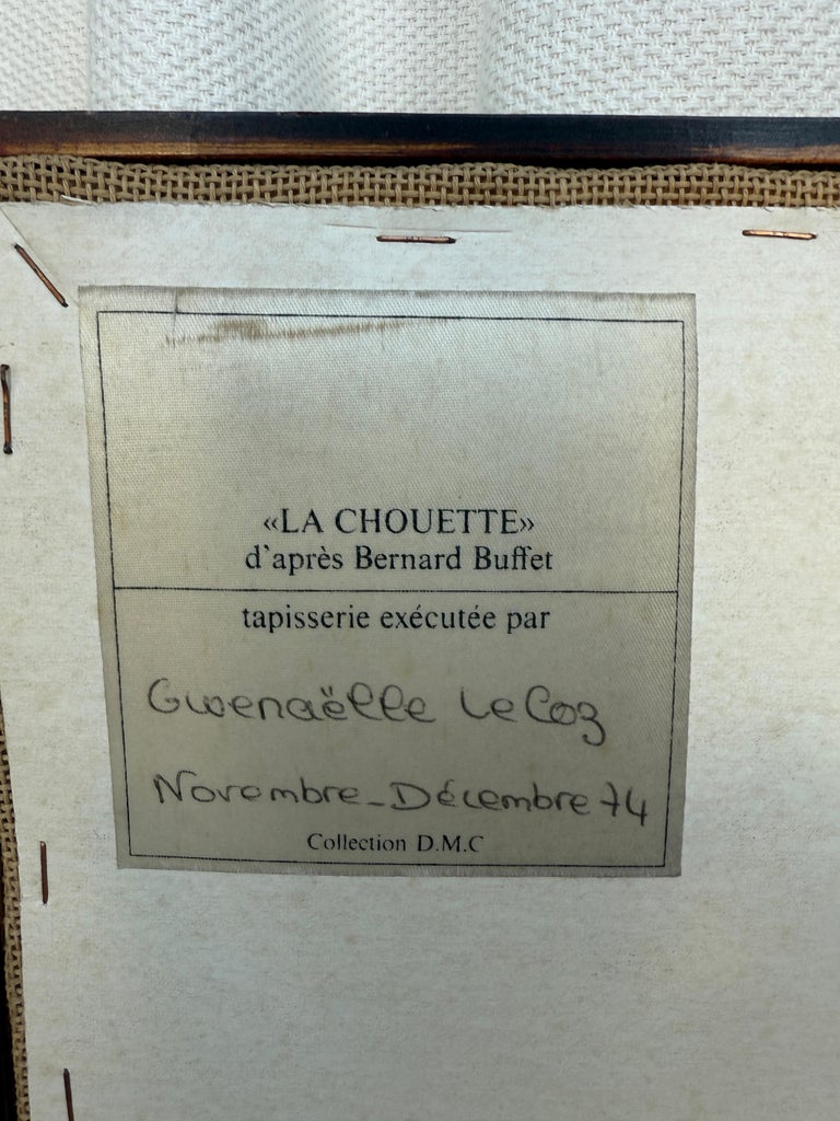 Bernard Buffet, the Owl 'La Chouette' Framed Tapestry Wall Art 1974