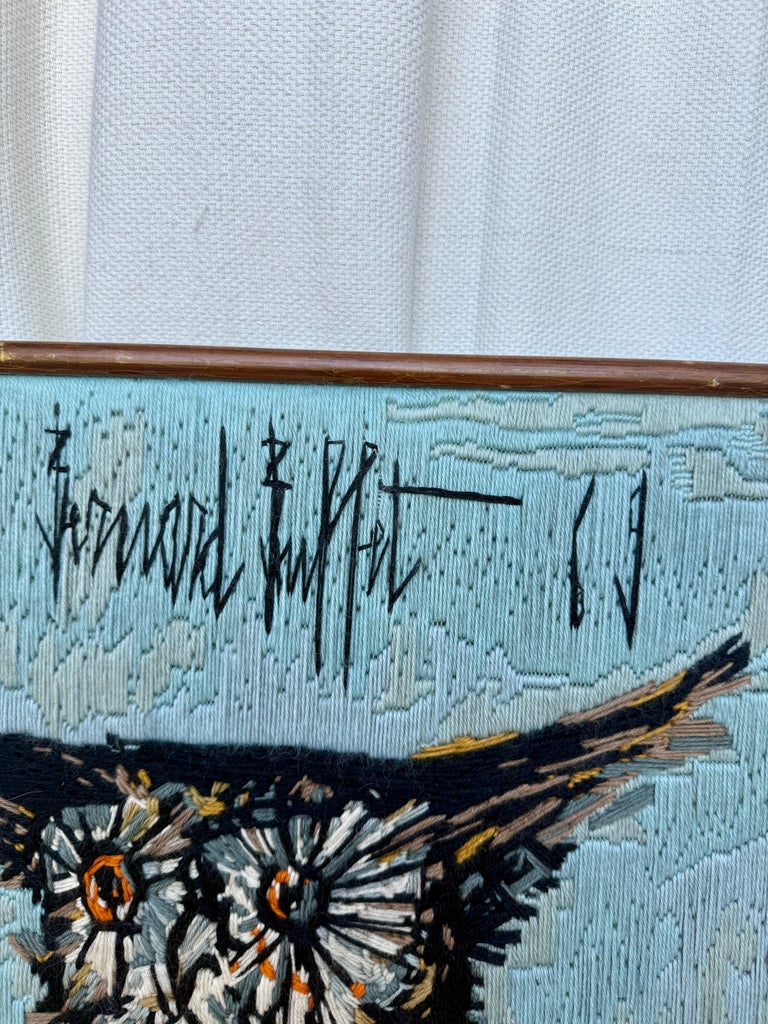 Bernard Buffet, the Owl 'La Chouette' Framed Tapestry Wall Art 1974