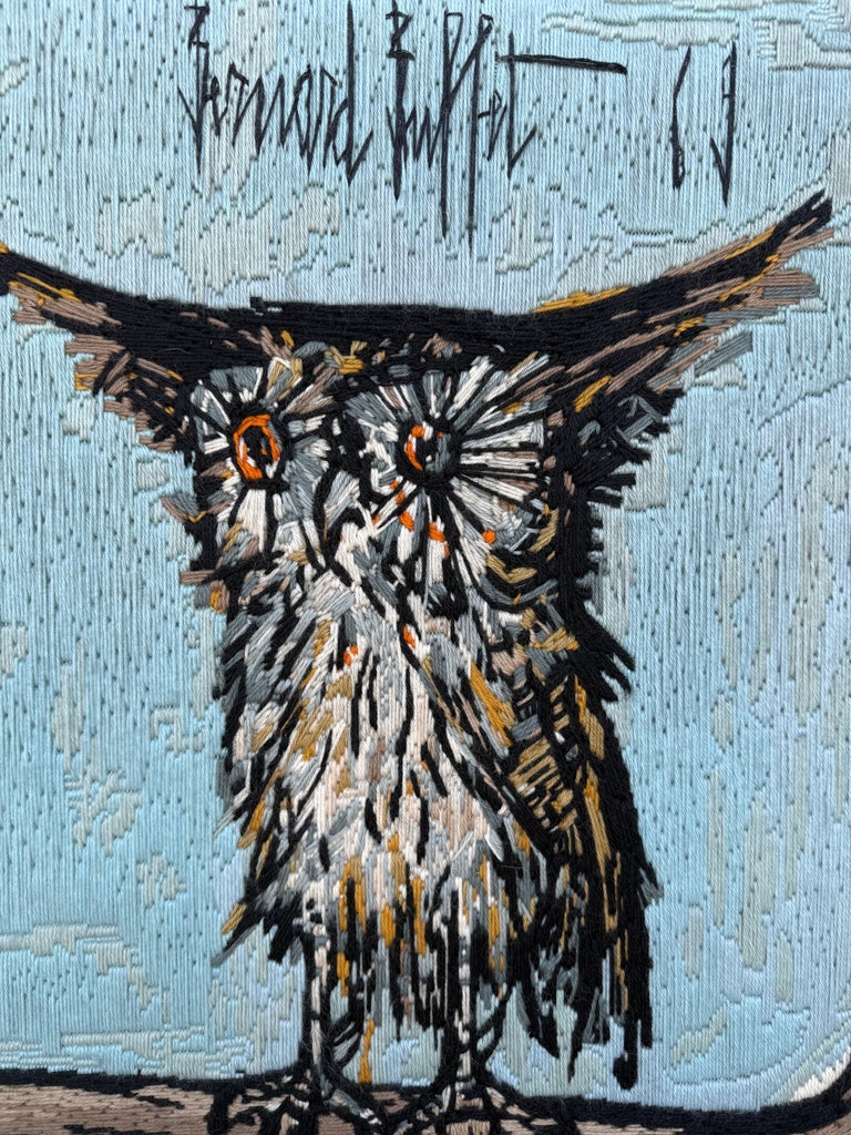 Bernard Buffet, the Owl 'La Chouette' Framed Tapestry Wall Art 1974