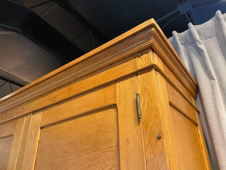 Tall Vintage French Oak Cabinet, Manner of Jacques Adnet