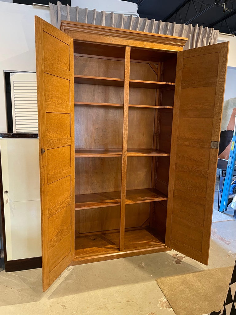 Tall Vintage French Oak Cabinet, Manner of Jacques Adnet