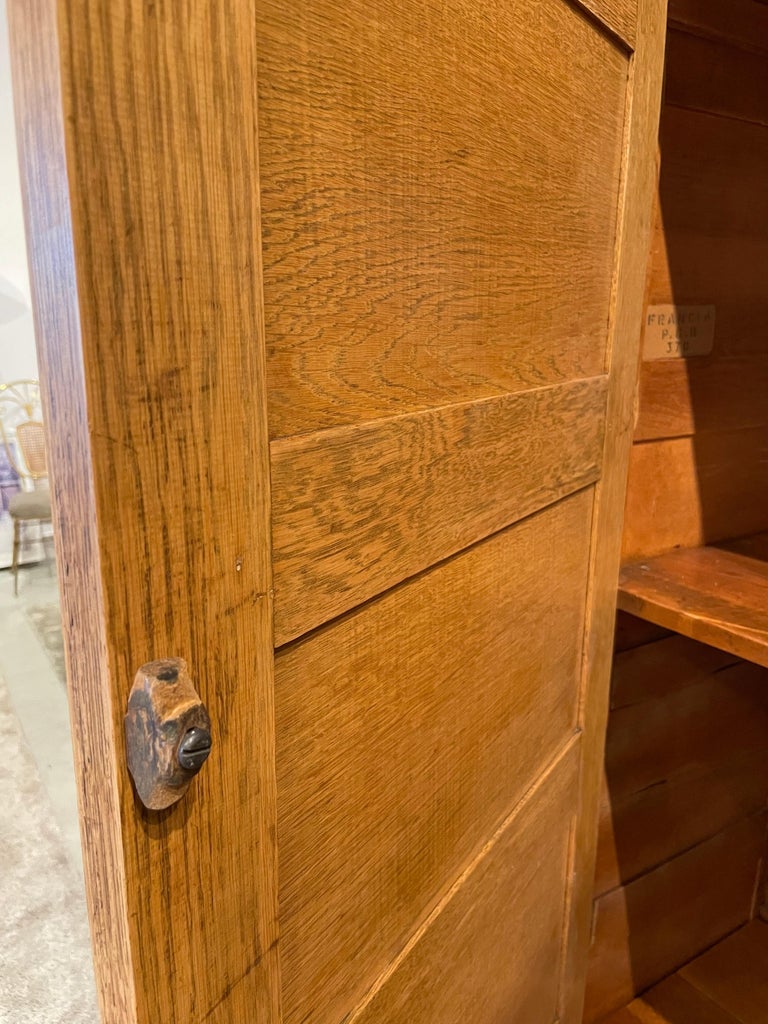 Tall Vintage French Oak Cabinet, Manner of Jacques Adnet