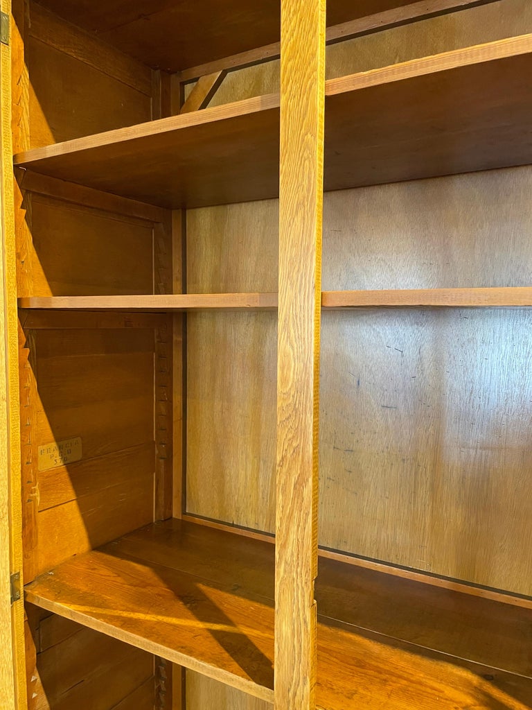 Tall Vintage French Oak Cabinet, Manner of Jacques Adnet