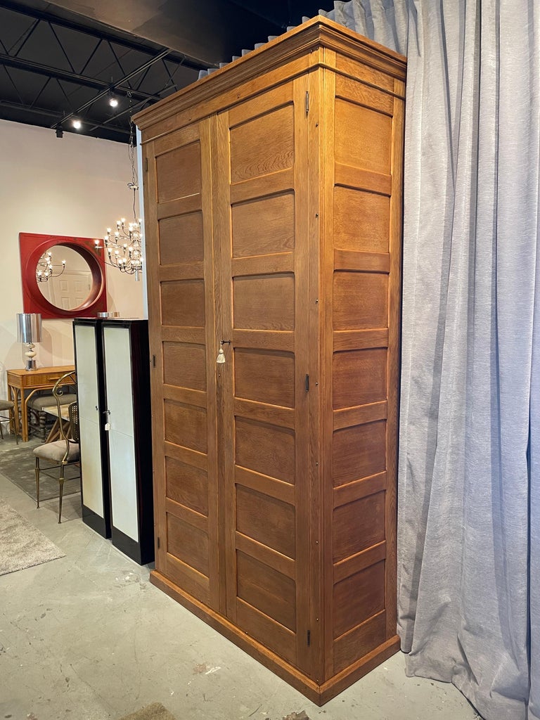 Tall Vintage French Oak Cabinet, Manner of Jacques Adnet