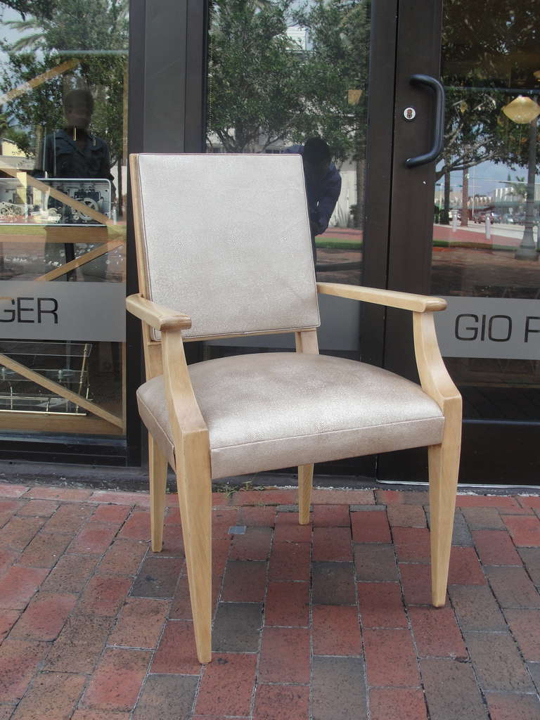Classic French Desk Chair in Faux Shagreen Leather