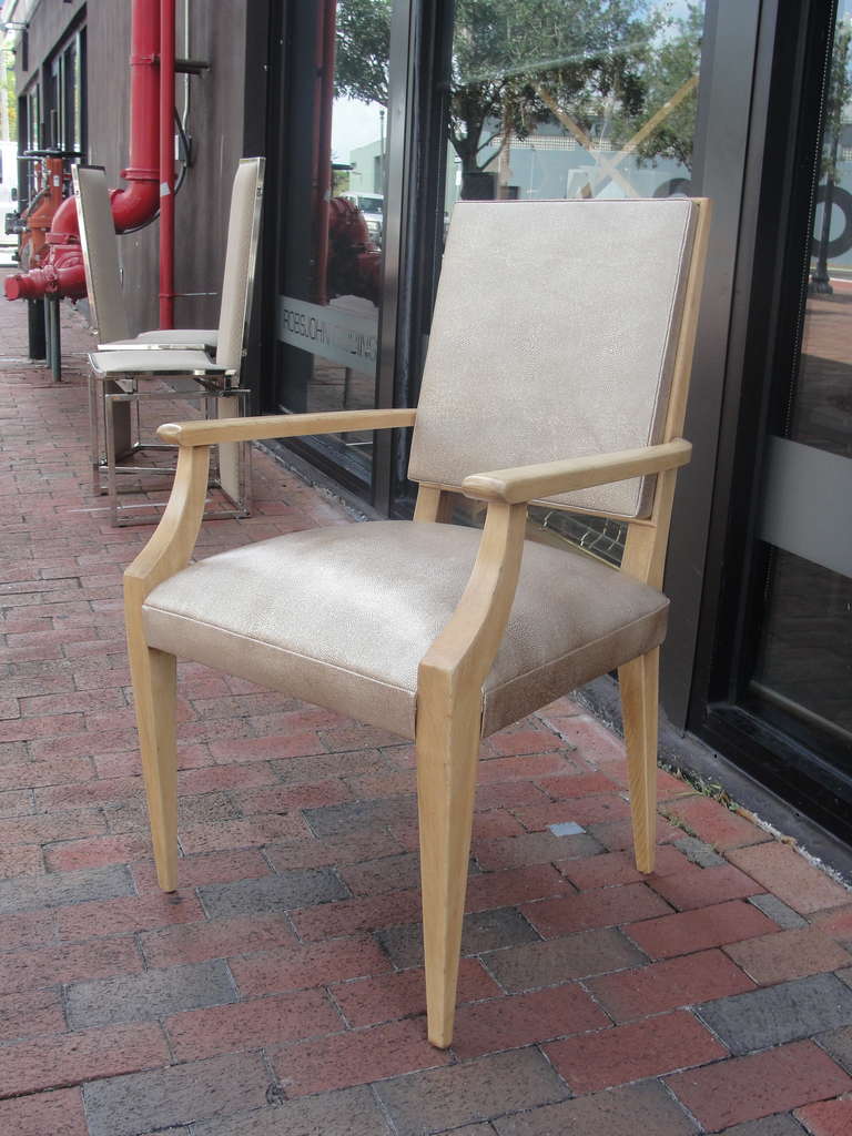 Classic French Desk Chair in Faux Shagreen Leather