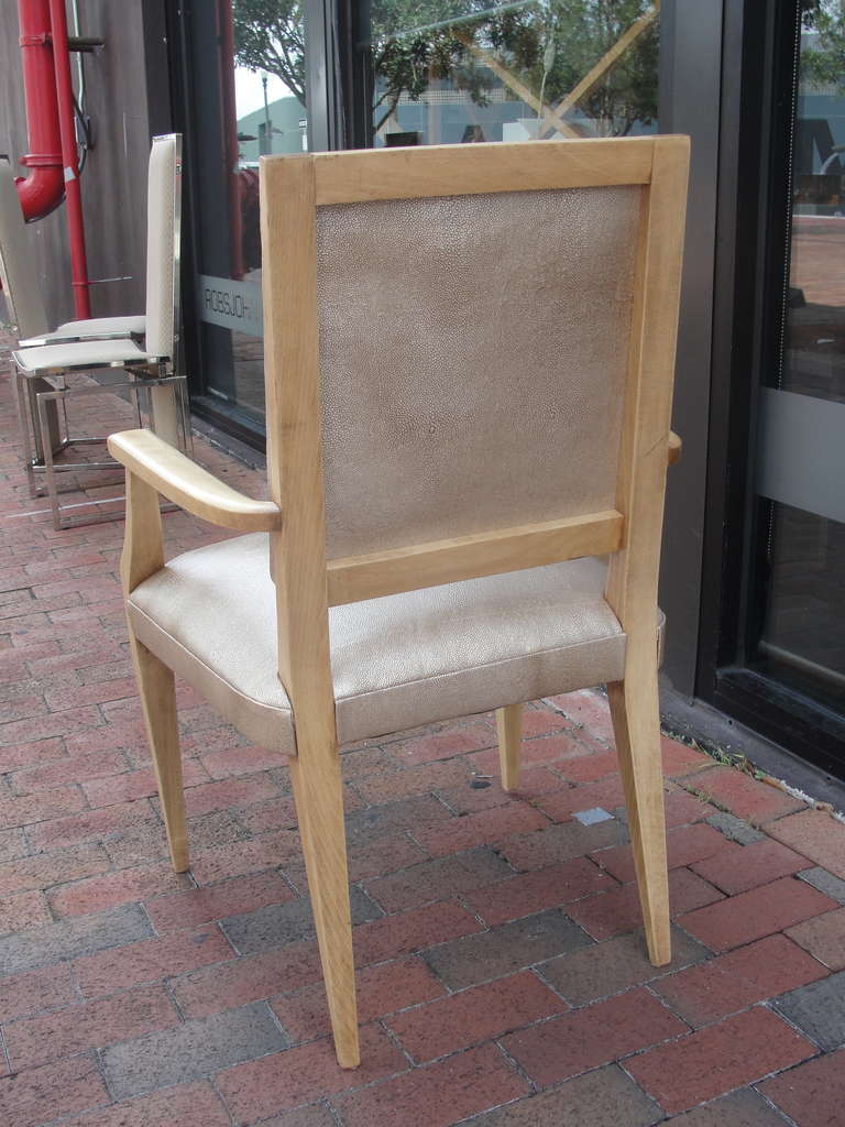 Classic French Desk Chair in Faux Shagreen Leather