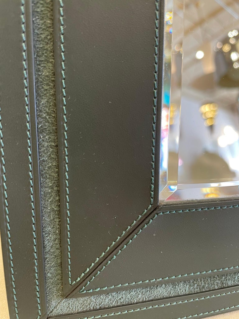 Original Vintage Rolex Swiss-Made Green Stitched Leather Display Mirror