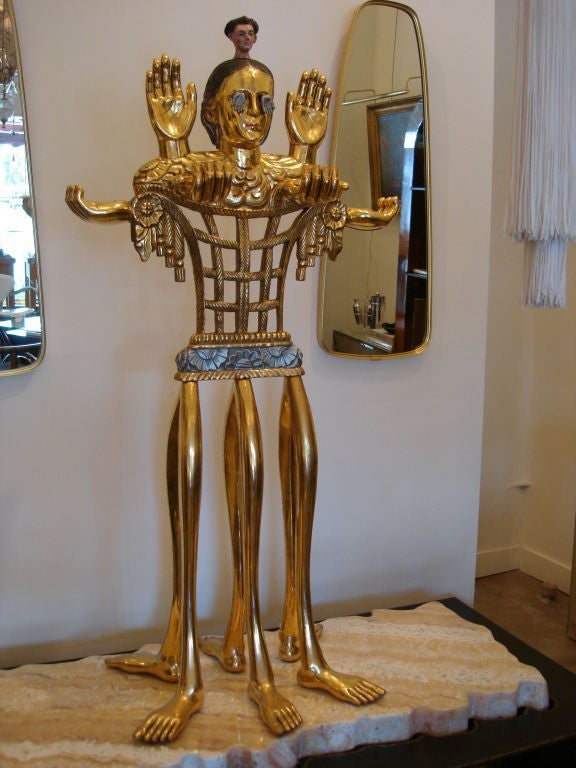 Pedro Friedeberg "Venus of Galveston" Tall Gilt Sculpture Signed